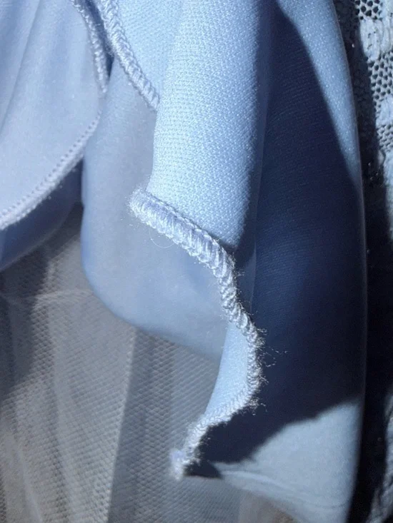 124 - City Studio Dusty Blue Lace V-Neck Dress - Picture 6 of 9